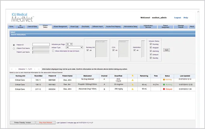 ICU Medicals Mednet Screen